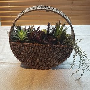 Faux Succulent basket- decor